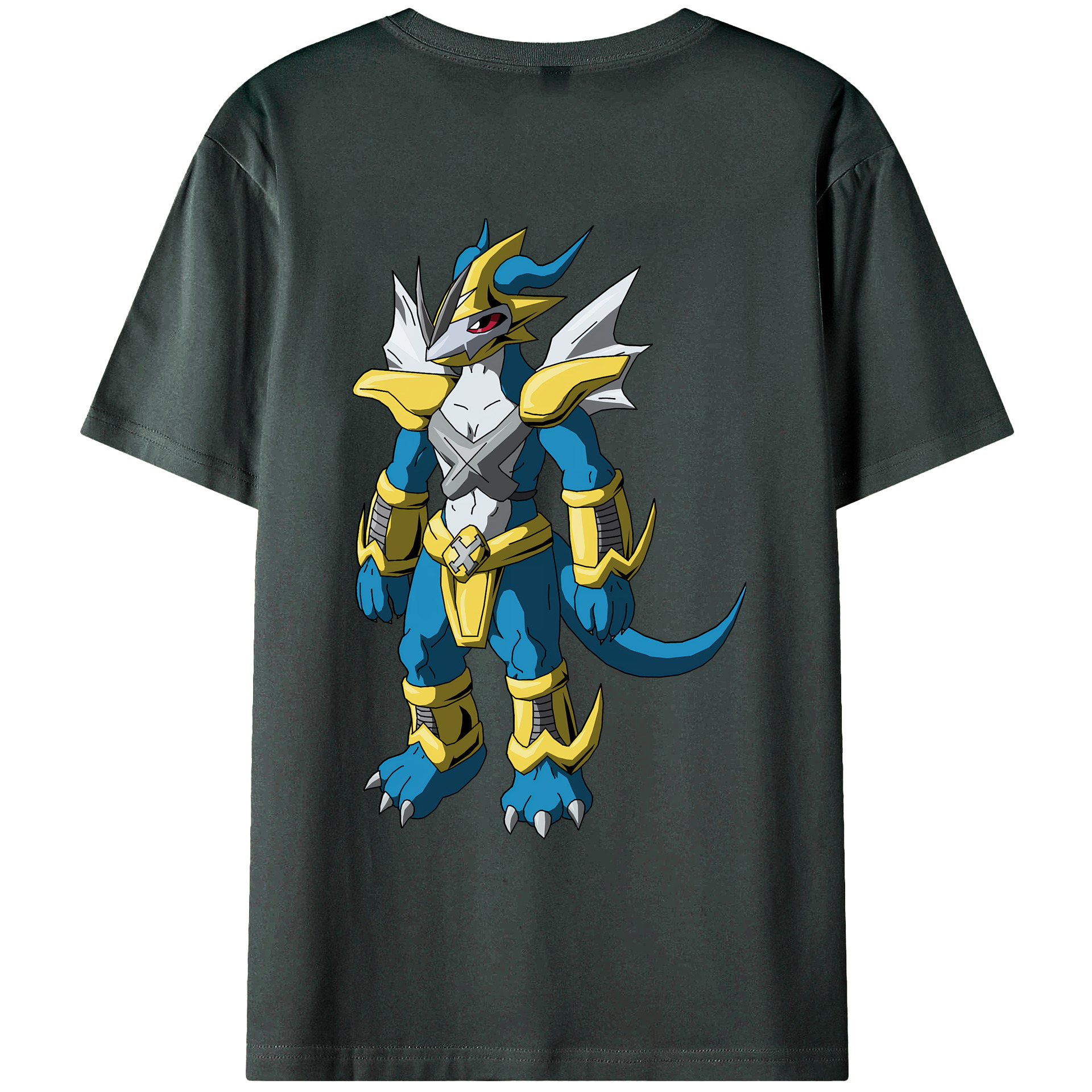 （画像用） Digimon デジタルモンスター/デジモン 綿100％ メンズ半袖Tシャツ（バックプリント） 通気性